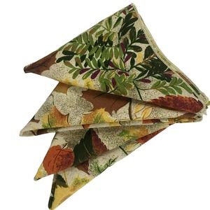 Set 4 Autumn Foliage Napkins Cotton Blend Avon Home Fashion Made in Spain 17"